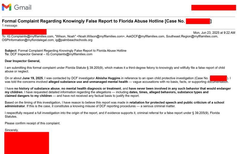 Gmail - Formal Complaint Regarding Knowingly False Report to Flo